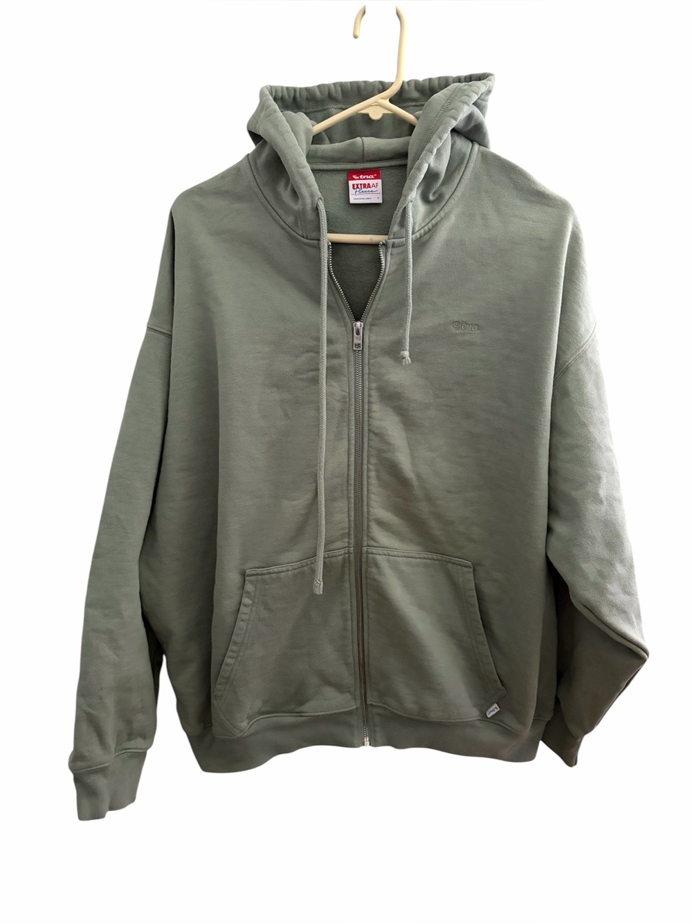 ARITZIA Tna extra af fleece zip hoodie sea foam green size 3